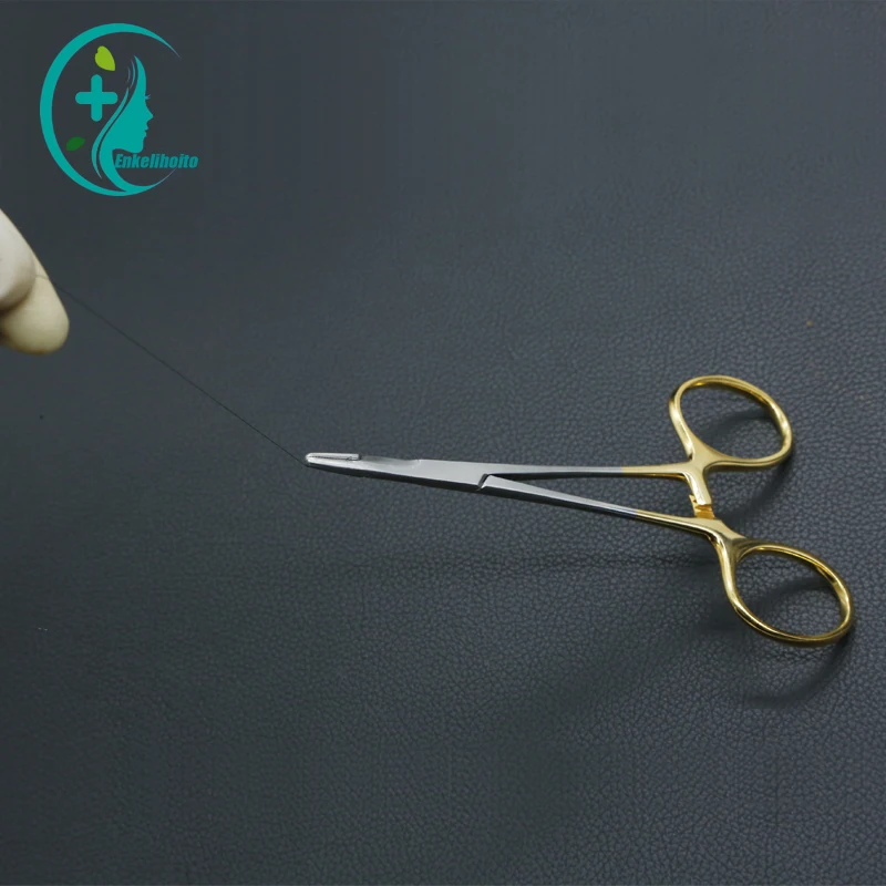 1 Needle holder with scissors multifunctional Needle Holder Insert with Scissors Gold Handle Clamp