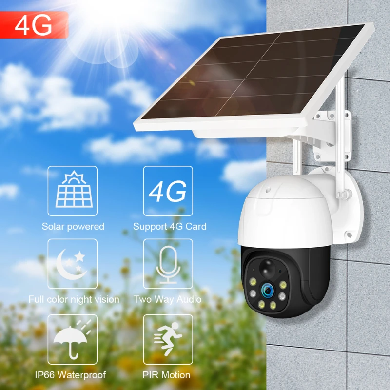 YYHC2MP Low Power Lcsee PIR Wireless 360 Web PTZ Outdoor 4G Solar Ip Wifi Security Camera System CCTV Network Camera