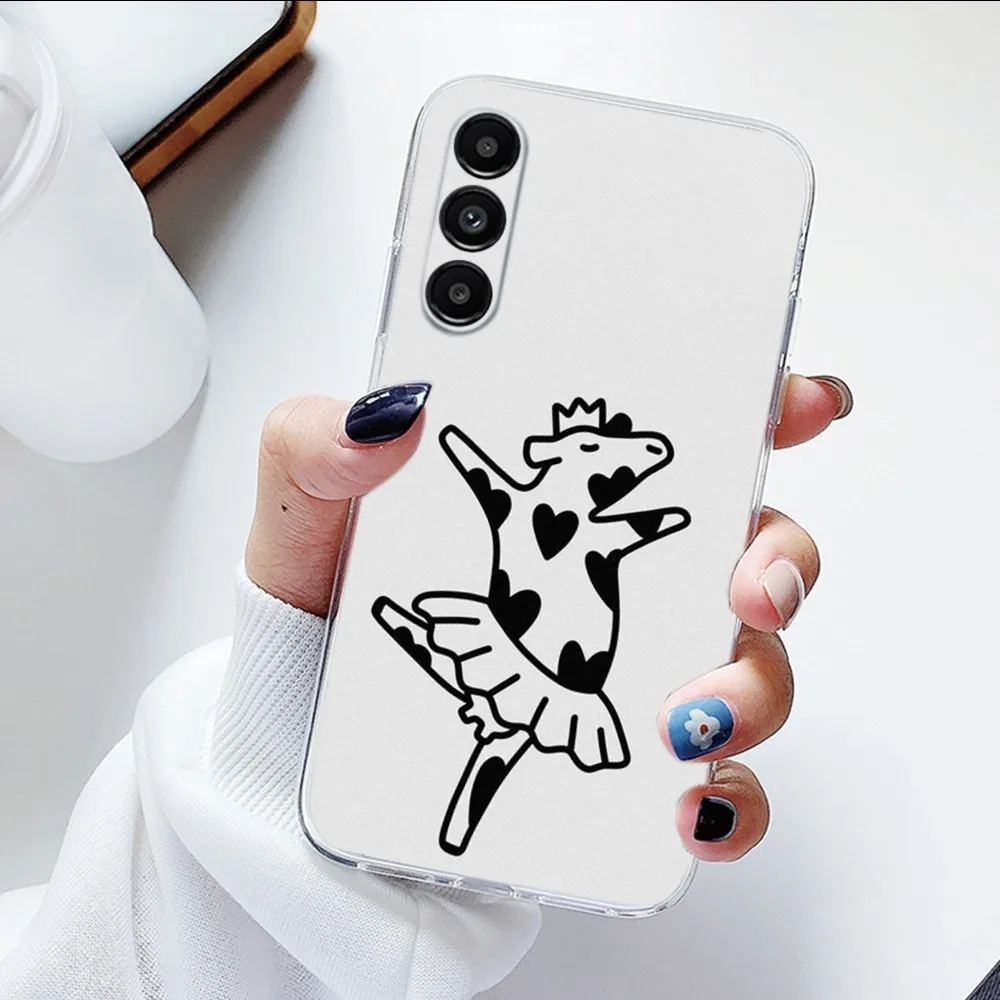 Cartoon Dairy Cattle Cow Phone Case For Samsung Galaxy A71,70,52,51,40,31,A50,30S,21S,Note20ultra Transparent Cover