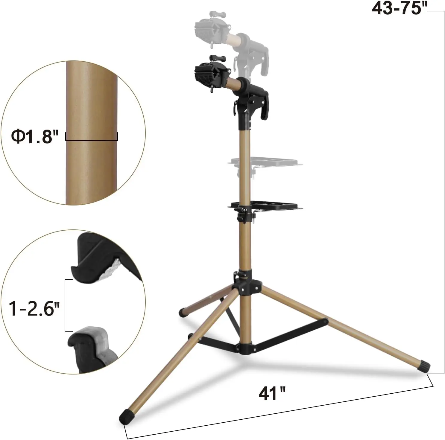 Duty Ebike Repair Stand Max 110 lbs, Portable Aluminum Bicycle Stand Manintenance Workstand, Made For Any Bike, Heavy E-bike, Mo