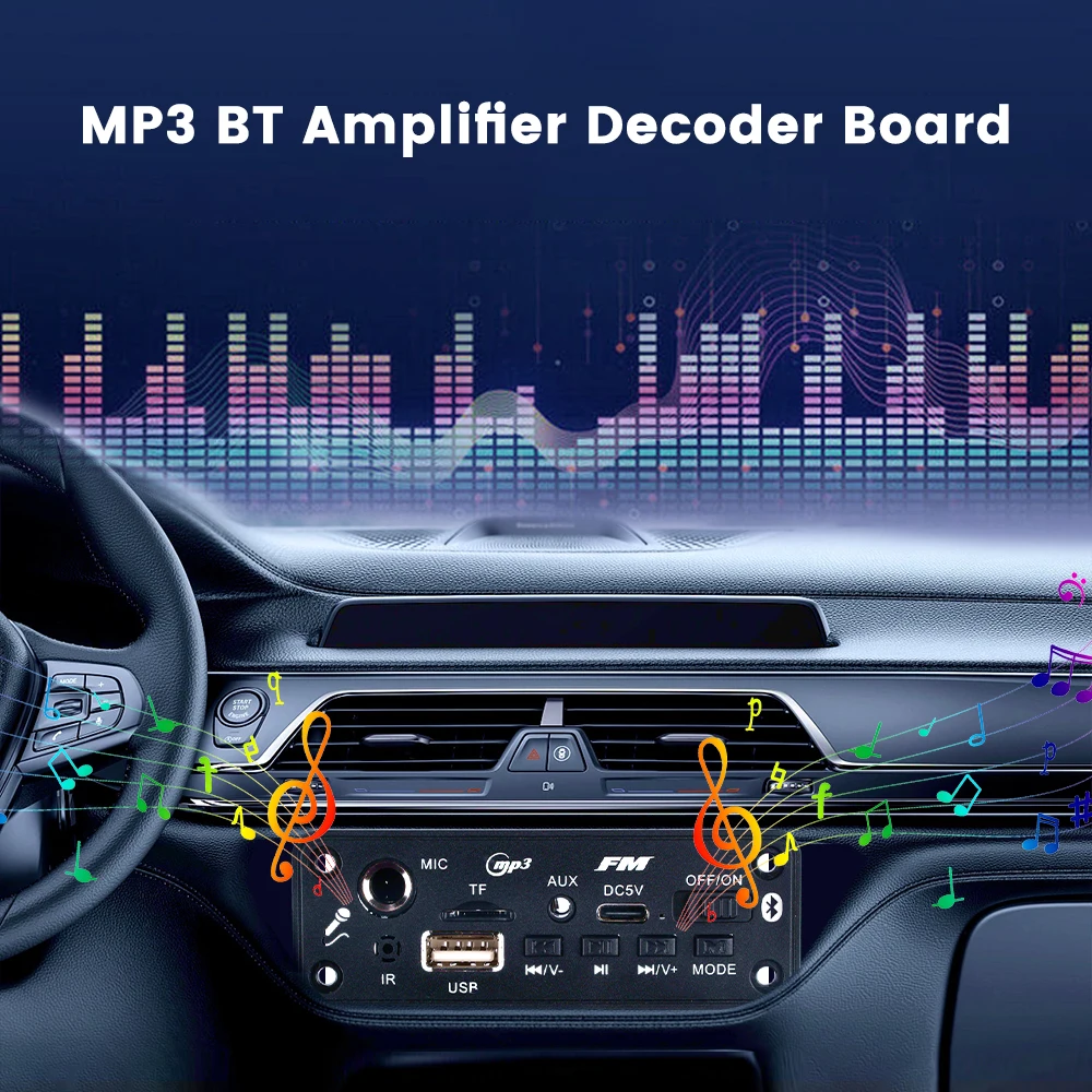 Car MP3 WMA Decoder Board MP3 Audio Player USB TF FM Radio Module Wireless Bluetooth 5.3 Lossless USB Drive TF Card AUX Player