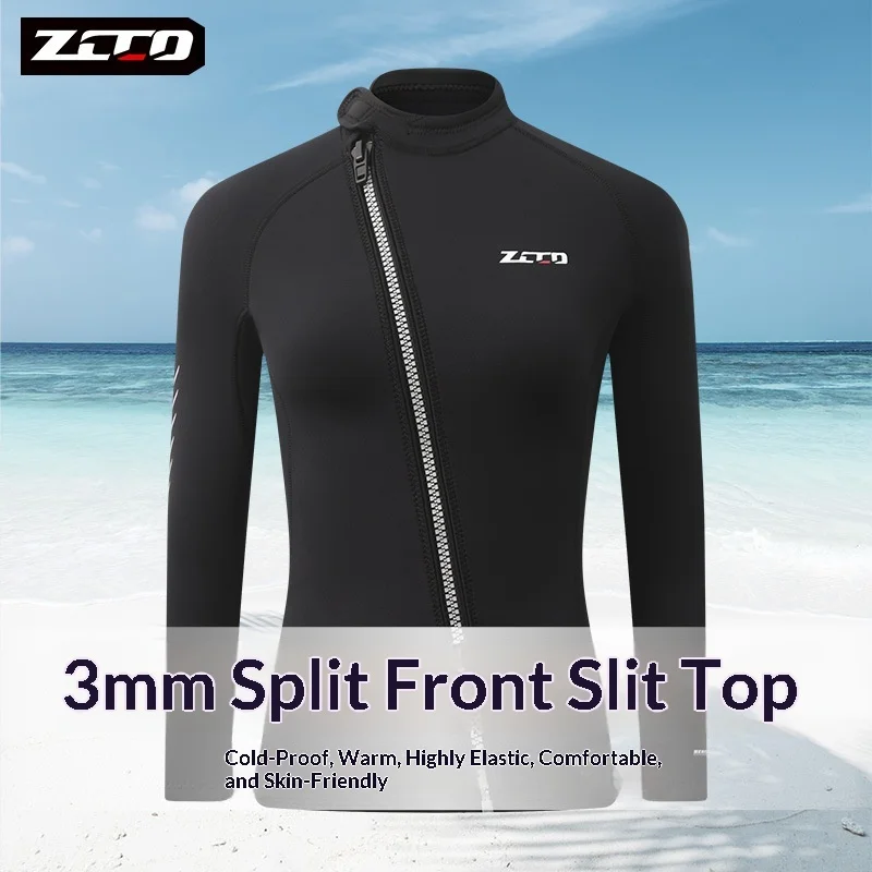 Wetsuit Top Men's Women's 3mm Neoprene Wetsuits Jacket with Long Sleeve Front Zipper for Diving Surfing Snorkeling Swimming