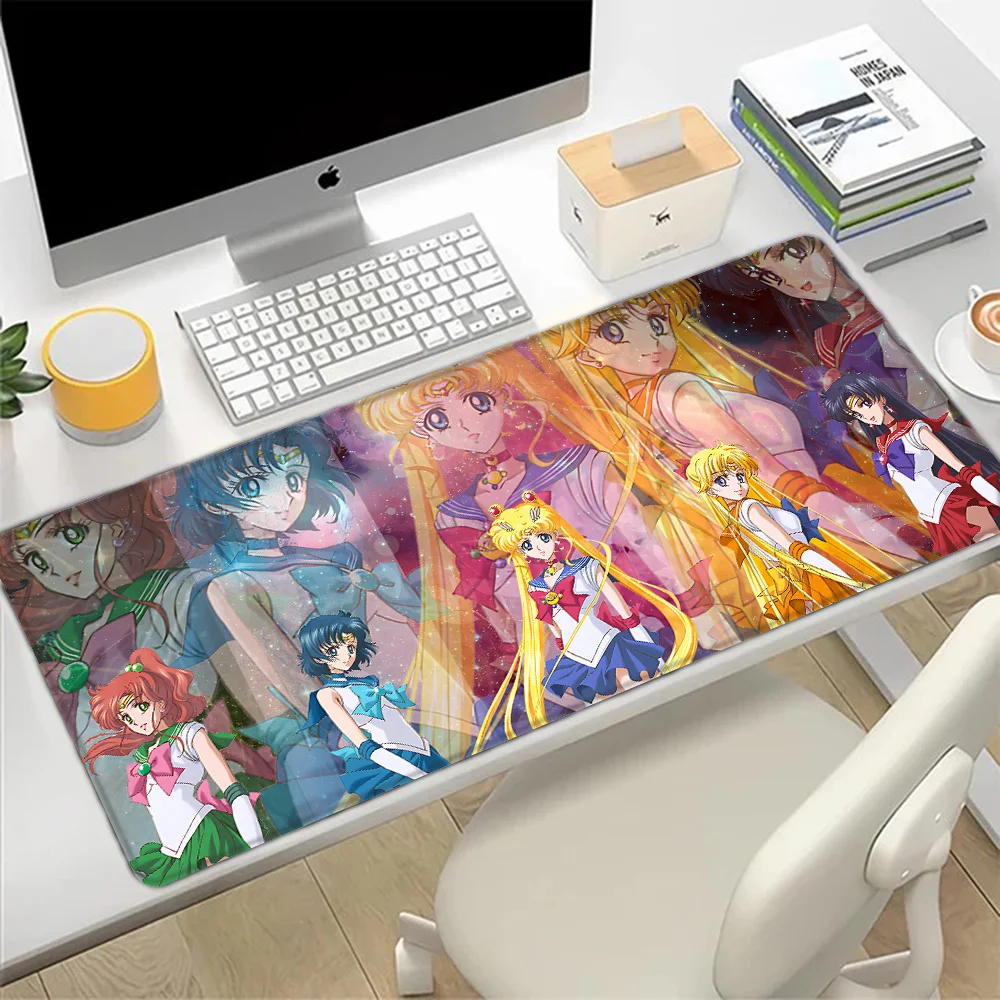 Tapis de souris rose fille dessin animé marin lunes impression HD ordinateur joueurs bord de verrouillage tapis de souris antidérapant clavier PC tapis de bureau