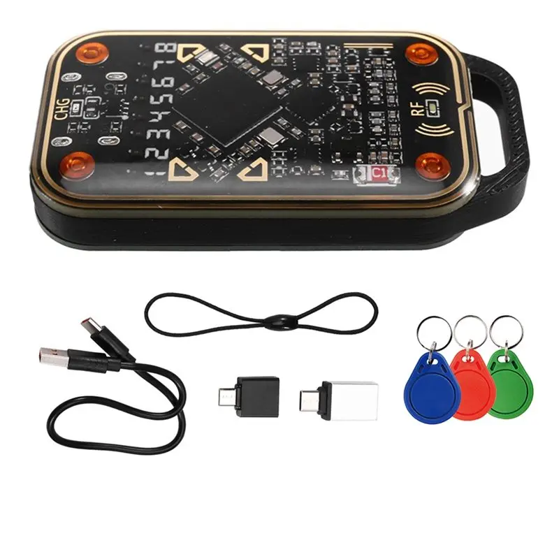 ABZZ- Read Writer+ 3XUID Keychain Chameleon V3.0 RFID Smart Card Emulator Reader 125K 13.56Mhz ID IC Smart Card Tag Copyer Co