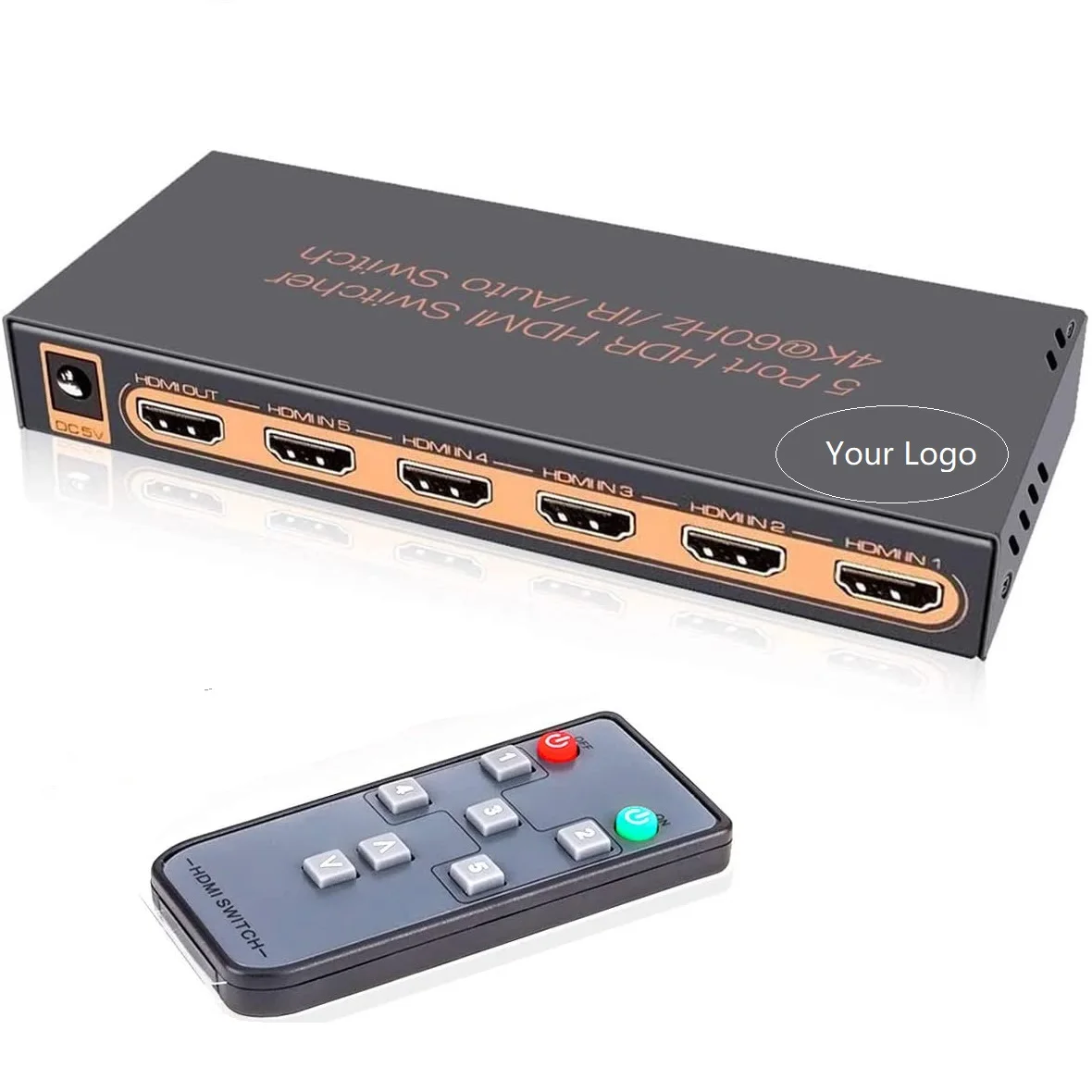 

IR Remote Control HDR UHD HDMI Selector Hub 4k 60hz 3 in 1 3x1 5x1 5 port HDMI Switch 4K HDMI Splitter 5 In 1