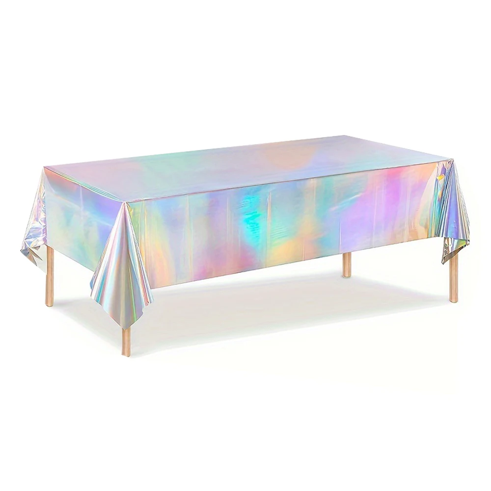 Laser Iridescent Tablecloth Birthday Party Table Cloths Plastic Disposable Disco Party Decorations For Buffet