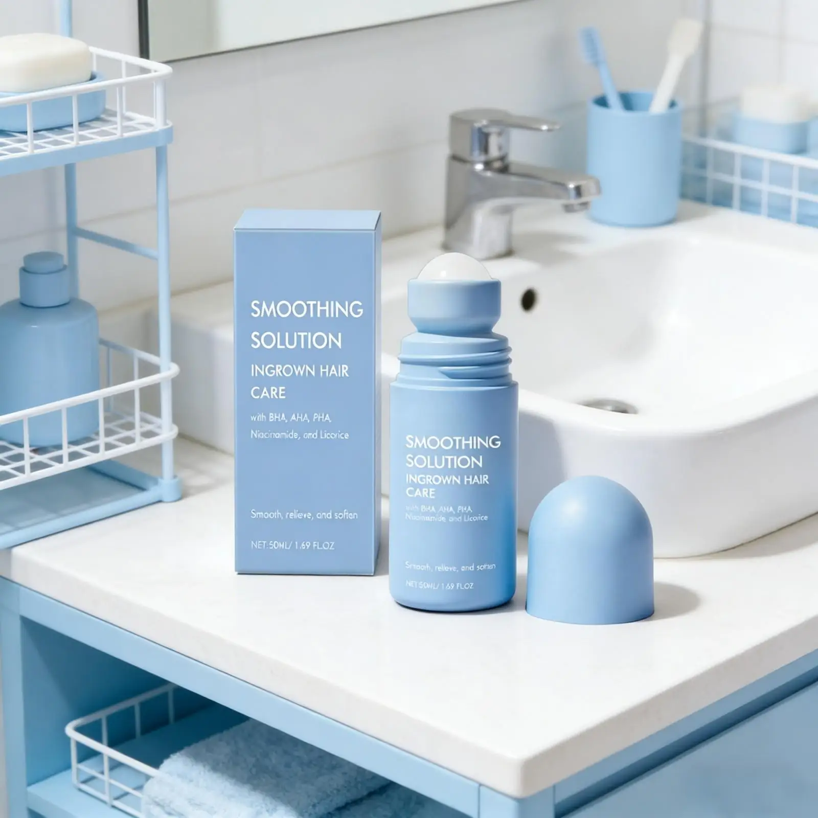 After Hair Removal Serum Roll-On Ingrown Hair Treatment Calming Skin Soothing Improve Redness Bha Aha Pha After Shave Serum 50ml