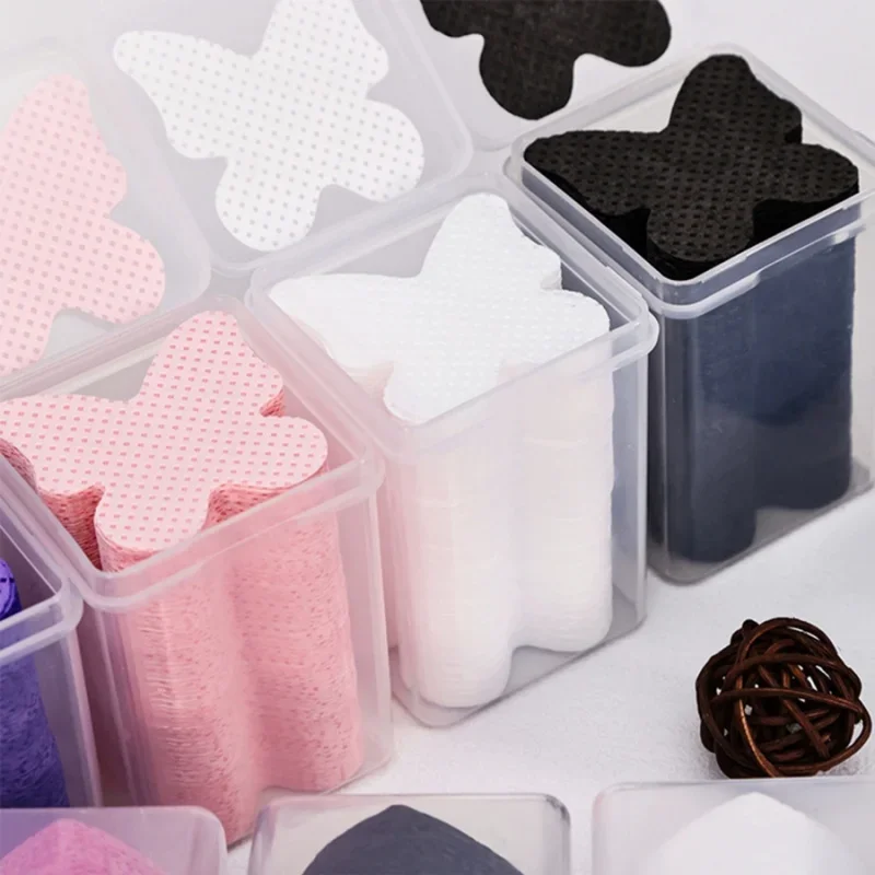 

200pcs/Box Manicure Clean Cotton Sheet Butterfly Type White Pink No Lint No Lint Glue Bottle Mouth Cleaning Cloth Wear Nail Cott