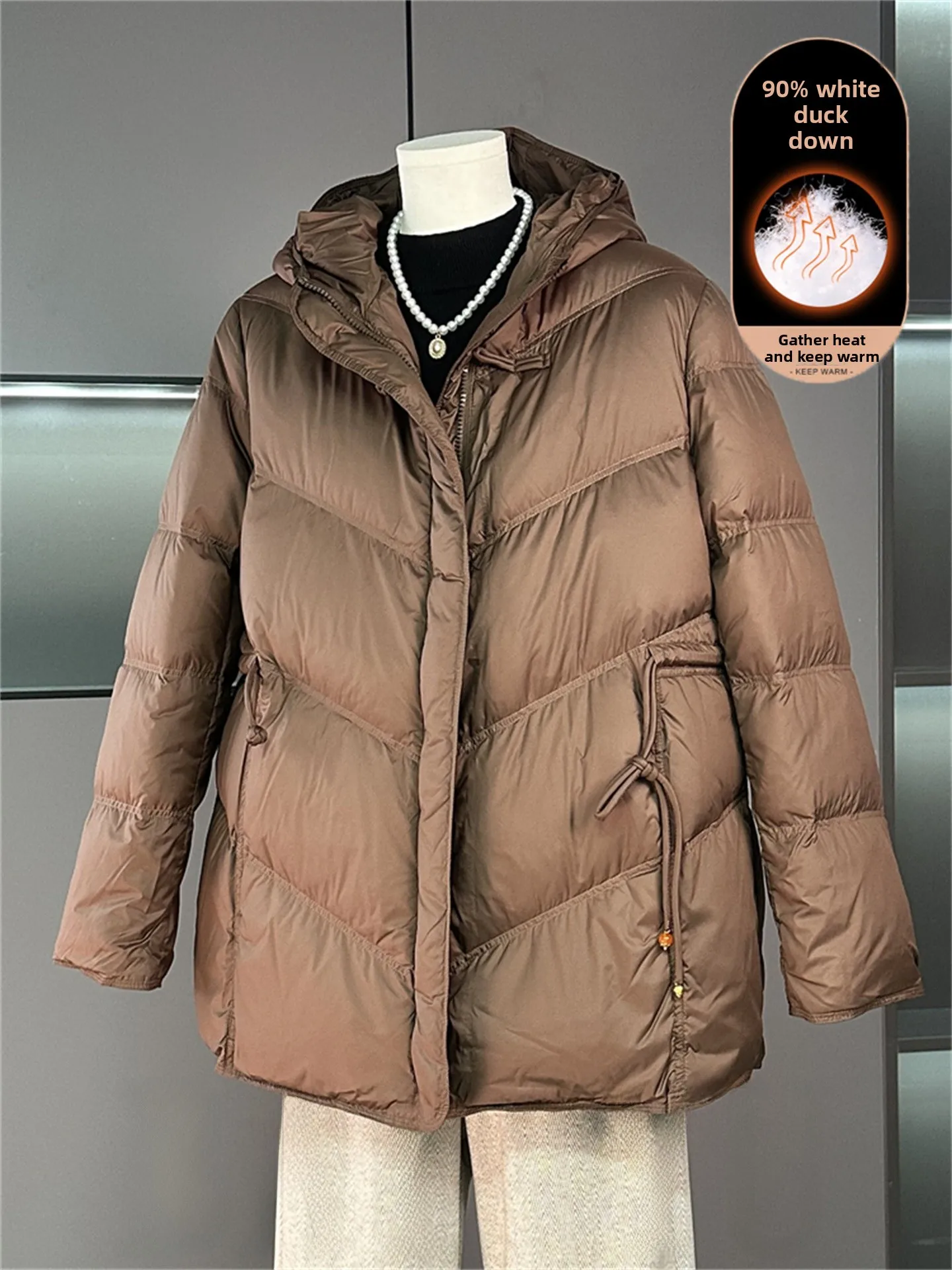 

Зимнее пальто Sli Mommy Du down Jaet, повседневное пальто среднего возраста и ly Thiened с хлопковой подкладкой, ветрозащитное теплое пальто на молнии...