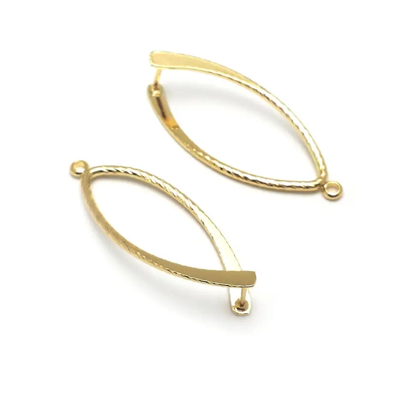6PCS 14x38MM 18K Gold Color Brass Oval Earring Connector Charms High Quality Diy Jewelry Making Supplies Earrings Accessories