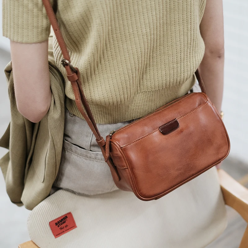 

PNDME outdoor fashion casual vegetable tanned cowhide women's crossbody bag weekend party luxury genuine leather shoulder bag