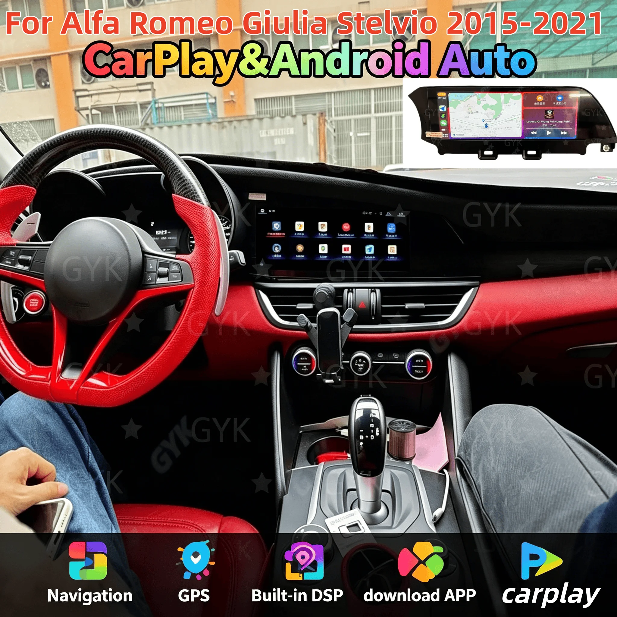 Android System Car Multimedia For Alfa Romeo Giulia Stelvio 2015-2021 Android Touch Screen GPS Navi Auto Carplay Music Radio