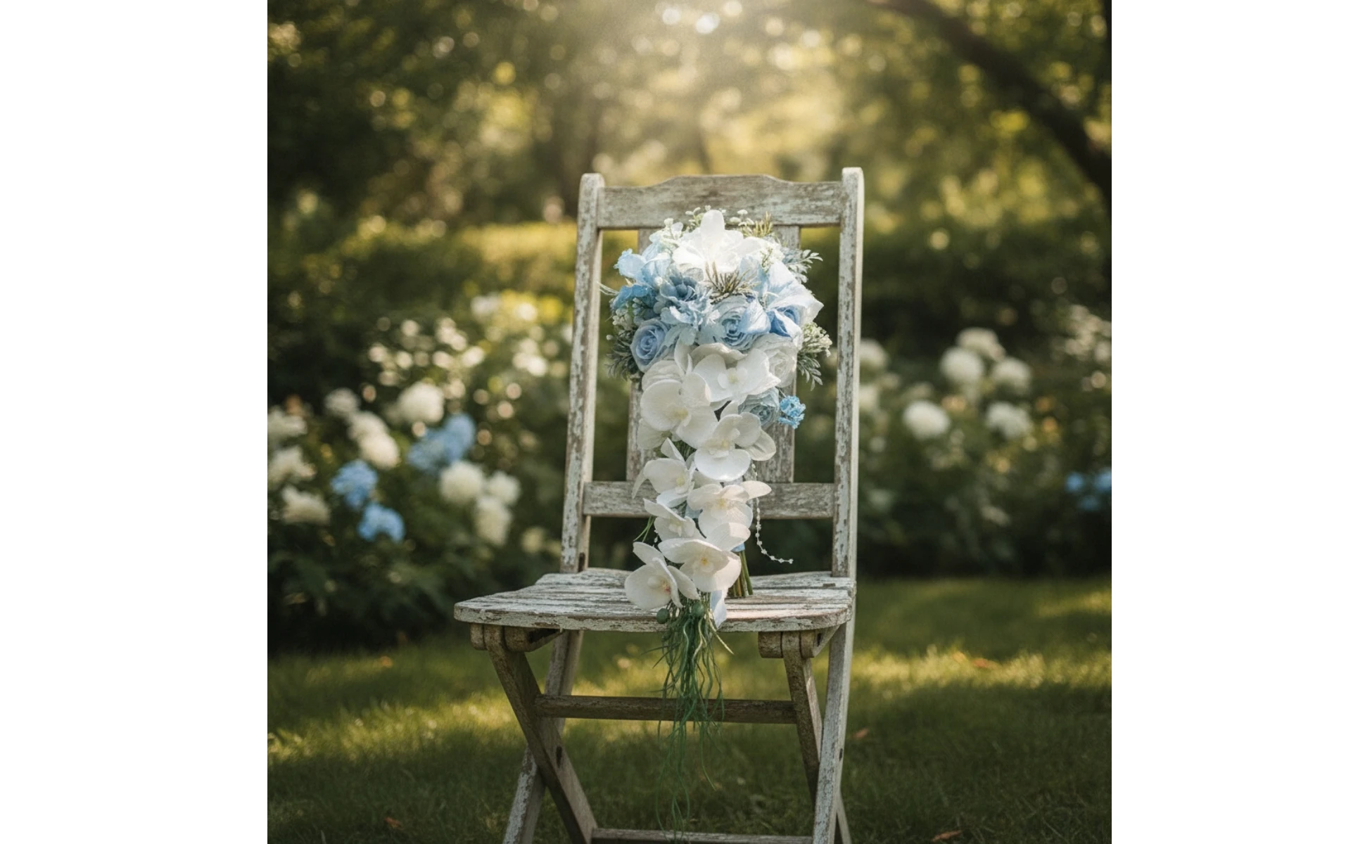 Waterfall Bouquet Romantic Cascading Bouquet Flowers Elegant Photo-Ready for Brides, Wedding Ceremonies, Outdoor Weddings