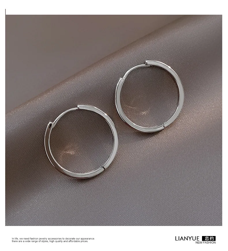 925 Sterling Silver Hot Sale hoop Earrings Simple Temperament Circle Hot Semale Sexy Jewelry Gift For Women image 6