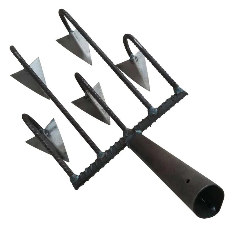 Household plowing and loosening all-steel five-tooth hoe multi-functional land reclamation and soil planting tool