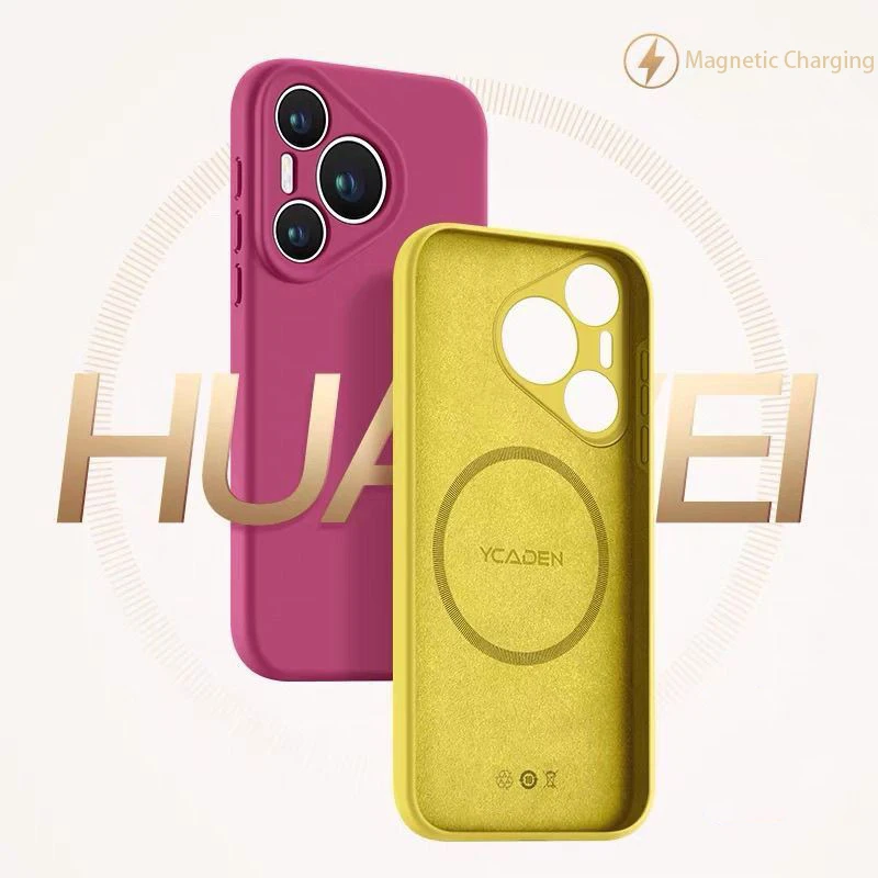 Funda de silicona líquida magnética de carga inalámbrica para Huawei Pura 80 70 Ultra P60 P50 P40 Nova 14 13 12 11 Pro cubierta de piel suave