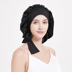 100% Pure Mulberry Silk Bonnet Sleeping Cap for Women Sleeping Hats Hair Bands Adjustable With Wide Elastics Headwrap 19 Momme