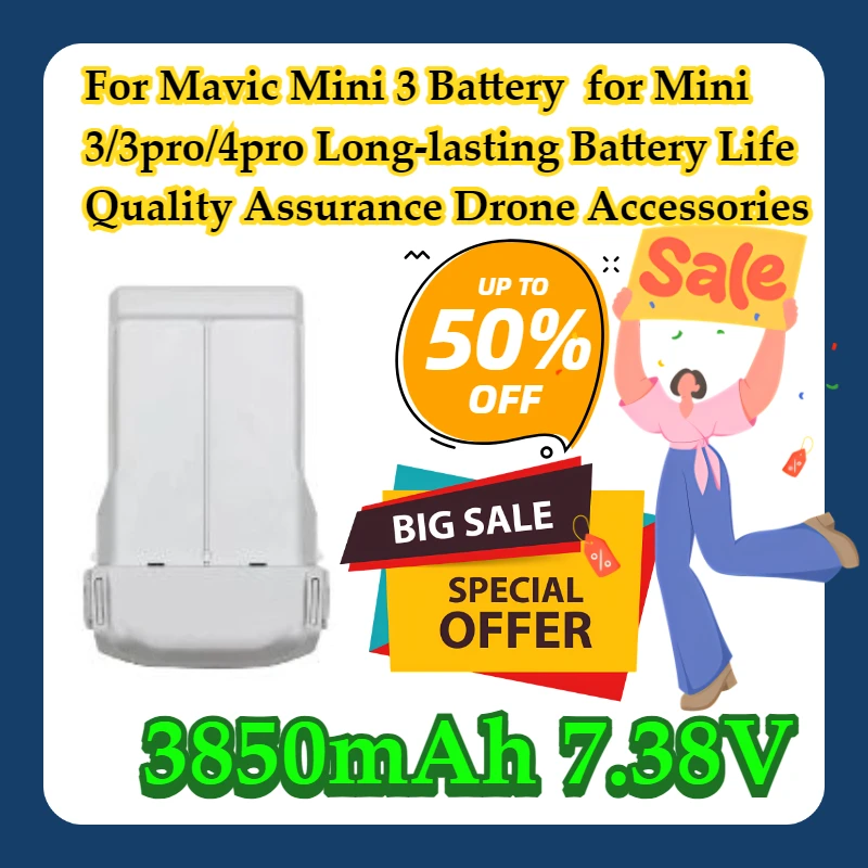 

For Mavic Mini 3 Battery 3850mAh 7.38V for Mini 3/3pro/4pro Long-lasting Battery Life Quality Assurance Drone Accessories