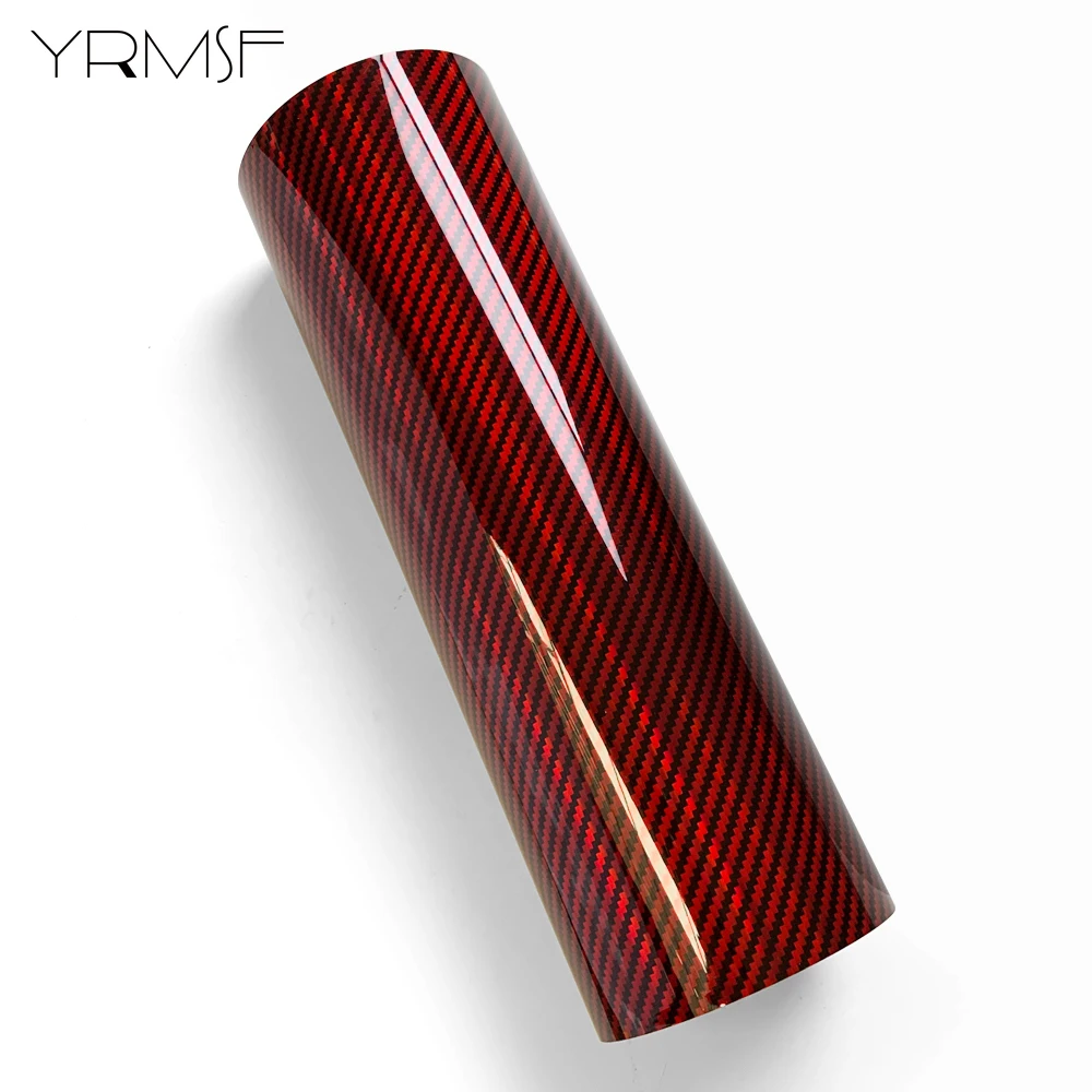 

Красные виниловые наклейки из углеродного волокна для мотоциклов, глянцевые Радужные автомобильные наклейки, модификационные чехлы для автомобильных аксессуаров