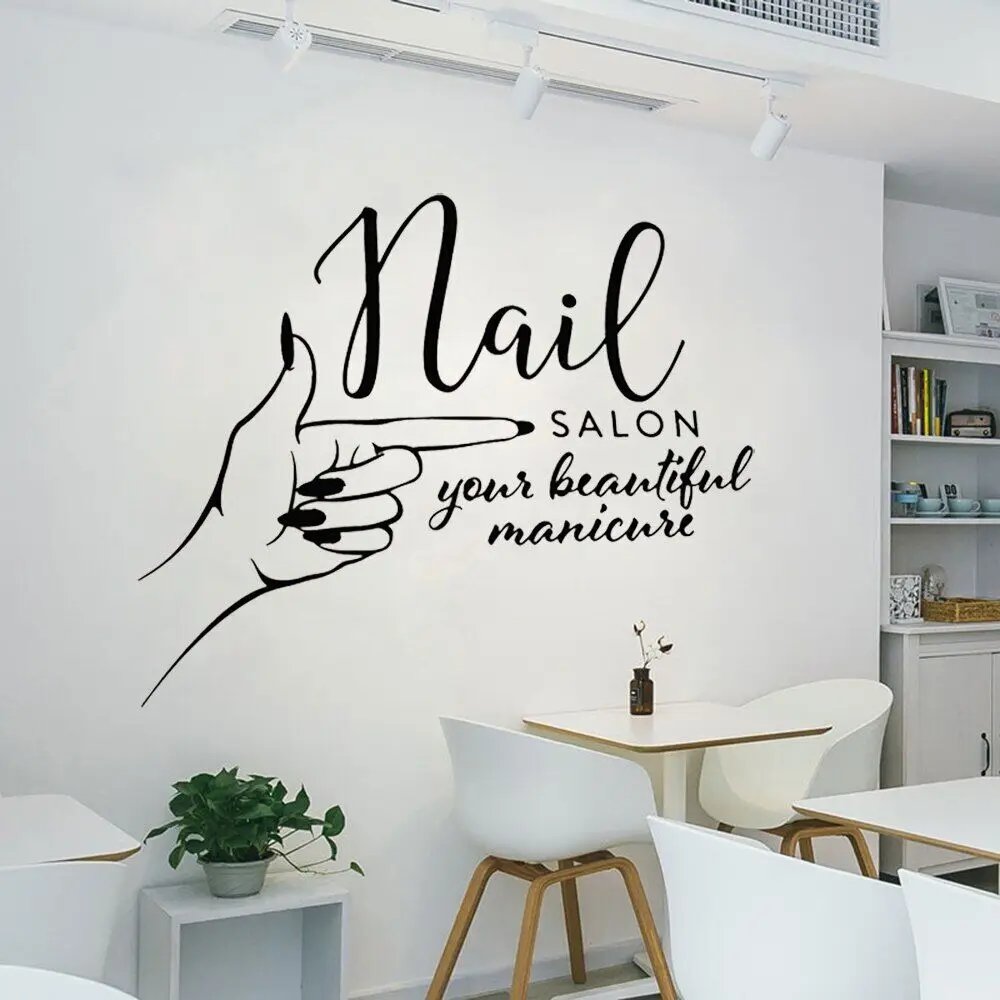 Manicure Nails Studio Logo Wall Decal Girl Nail Beauty Salon Vinyl Wall Sticker Art Home Decor Hand Spa Woman Modern Muraux