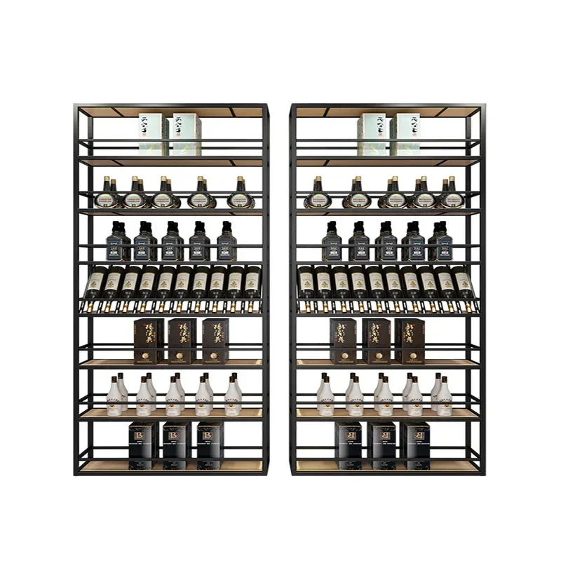 

Industrial style, wine rack, bar wine cabinet, commercial wrought iron, floor-to-ceiling display cabinet