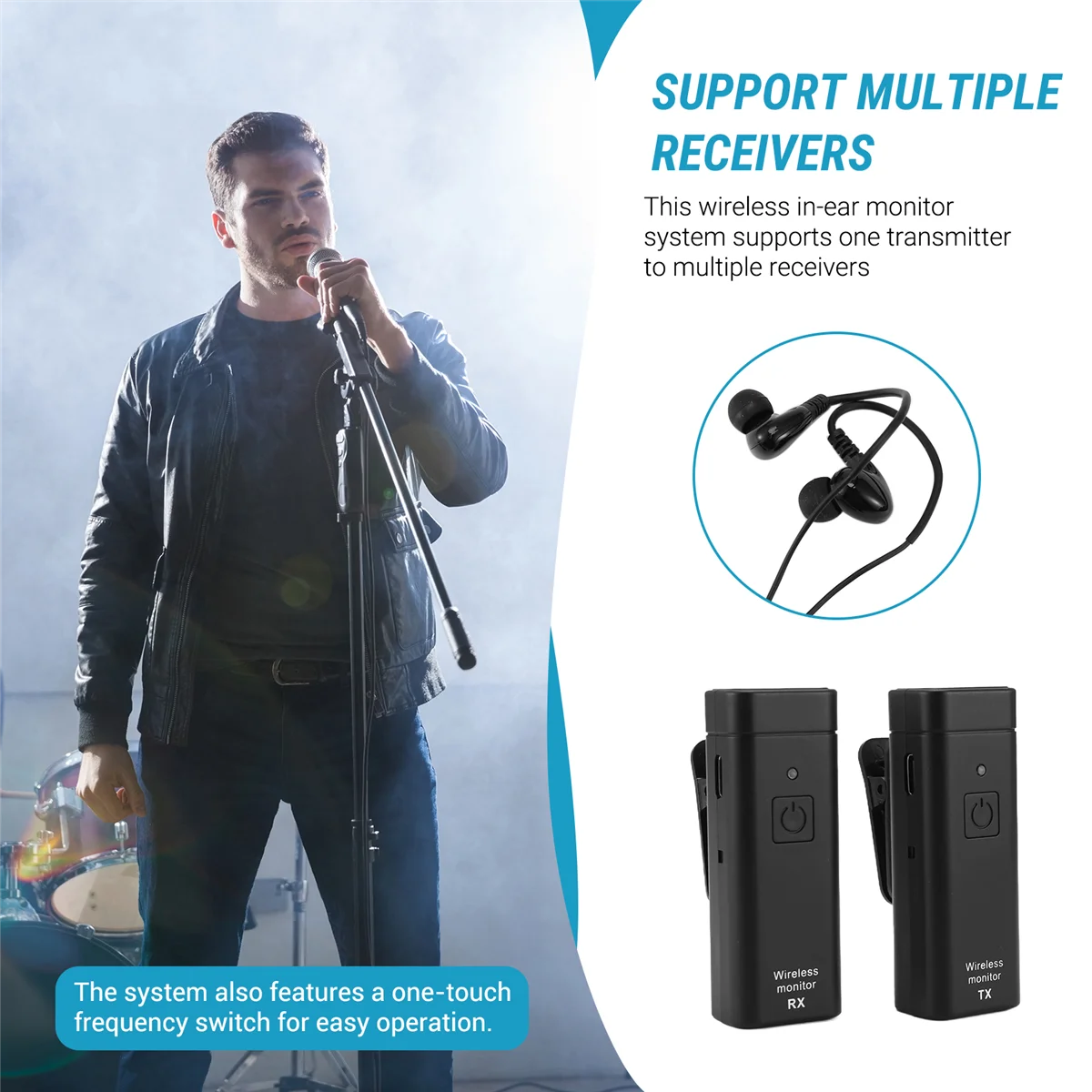 NEW Wireless Earphone Monitoring System Professional IEM Stereo Transmitter Receiver with Real-Time Ear Return