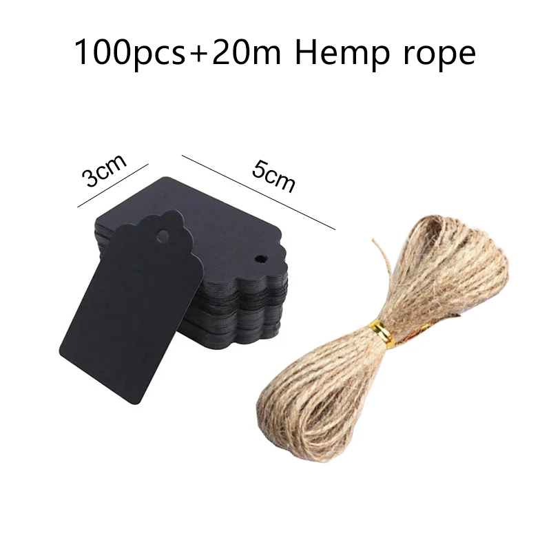 50/100 Stück leere Hängeetiketten aus Kraftpapier mit Löchern aus Hanfseil, verstellbare Seillänge, handgeschriebene Karte, Party-Geschenke, Etiketten TMZ – Detail 14