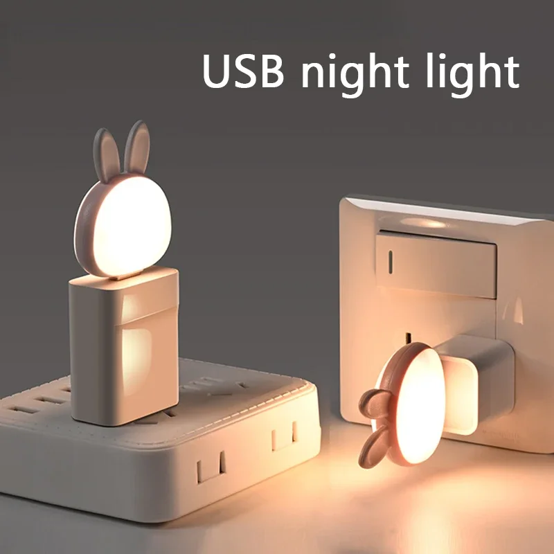 

Smart Voice Night Light USB Plug-in Bunny Table Lamp 3 Color Switching Night Lamp Desktop Lights For Baby Bedside Bedroom