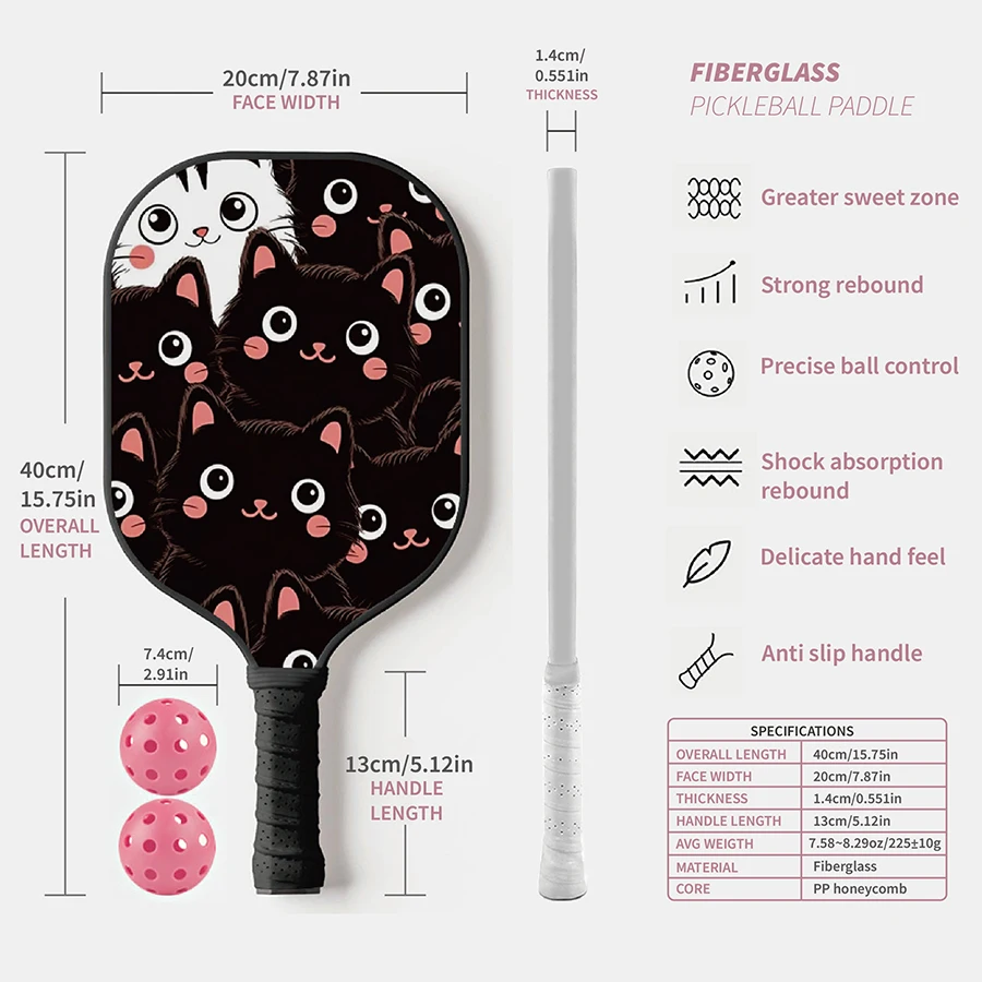 Pickleball Paddle Set Lightweight Pickleball Racket for Adults & Beginners Pickleball Paddle Set with 2 Balls Trendy Pattern