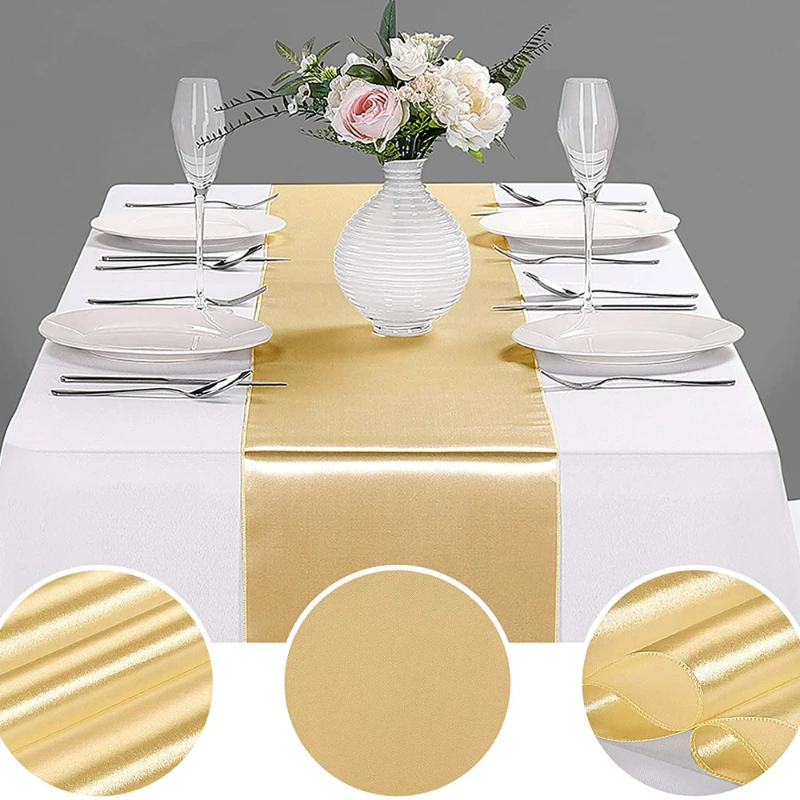Satin Table Runner For Wedding Party Event Banquet Table Runner Luxury Dinner Tablecloth Home Wedding Table Decoration