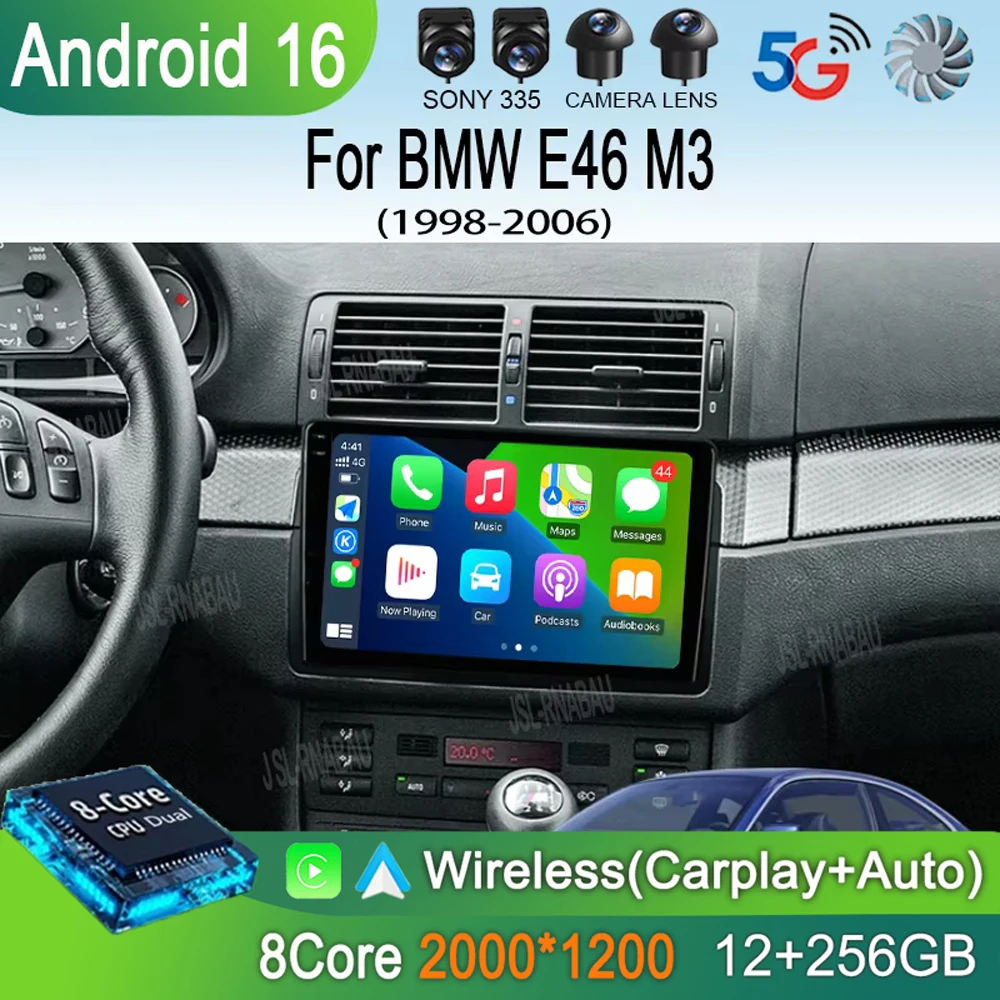 

Android 16 Carplay Car Radio For BMW E46 M3 1998 1999 2000 2001 - 2006 Navigation GPS Multimedia Player stereo wifi+4G BT 2 DIN