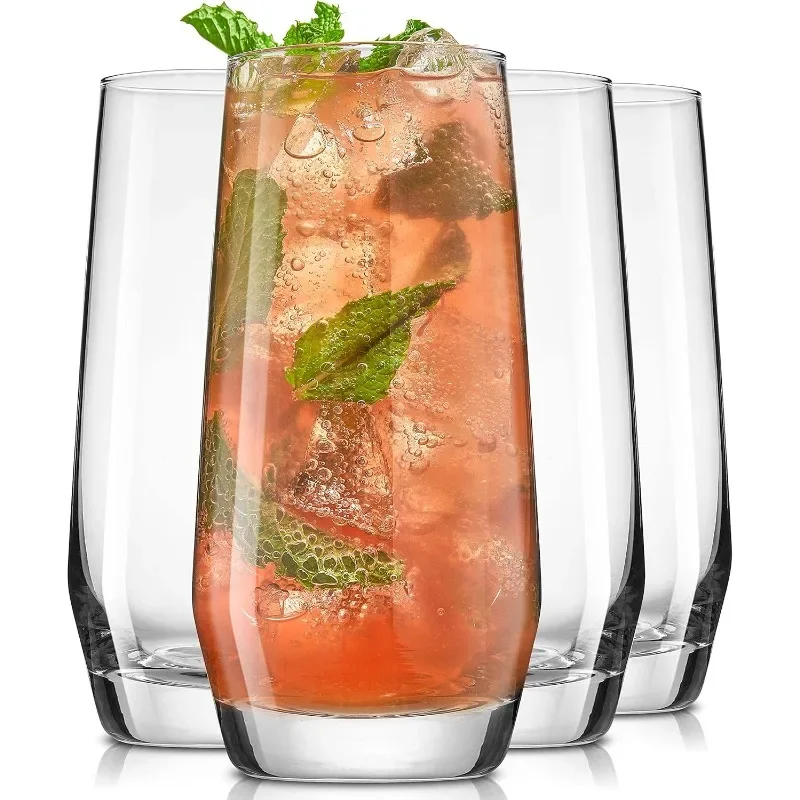 Gwen 18.5 oz Highball Glasses,Tall Glass Sets. Crystal Glass Drinking Glasses. Water Glasses, Mojito Glass Cups