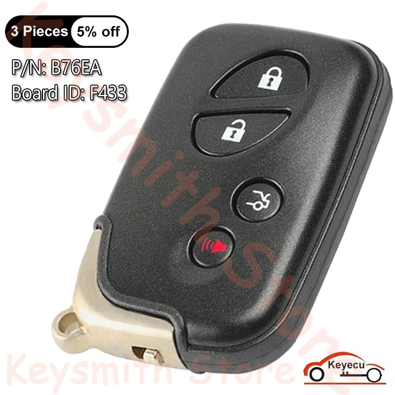 KEYECU 4 Buttons 433.92MHz 4D Chip for Lexus LS460 LS600 Auto Smart Remote Control Key Fob Replacement B76EA Board: F433