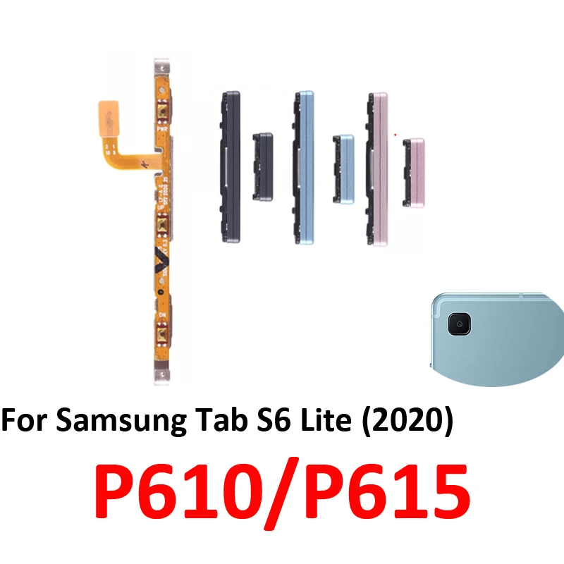 For Samsung Galaxy Tab S6 Lite P610 P615 Tablet External Power Volume Button On Off Up Down Key Internal Flex Cable Parts Grey