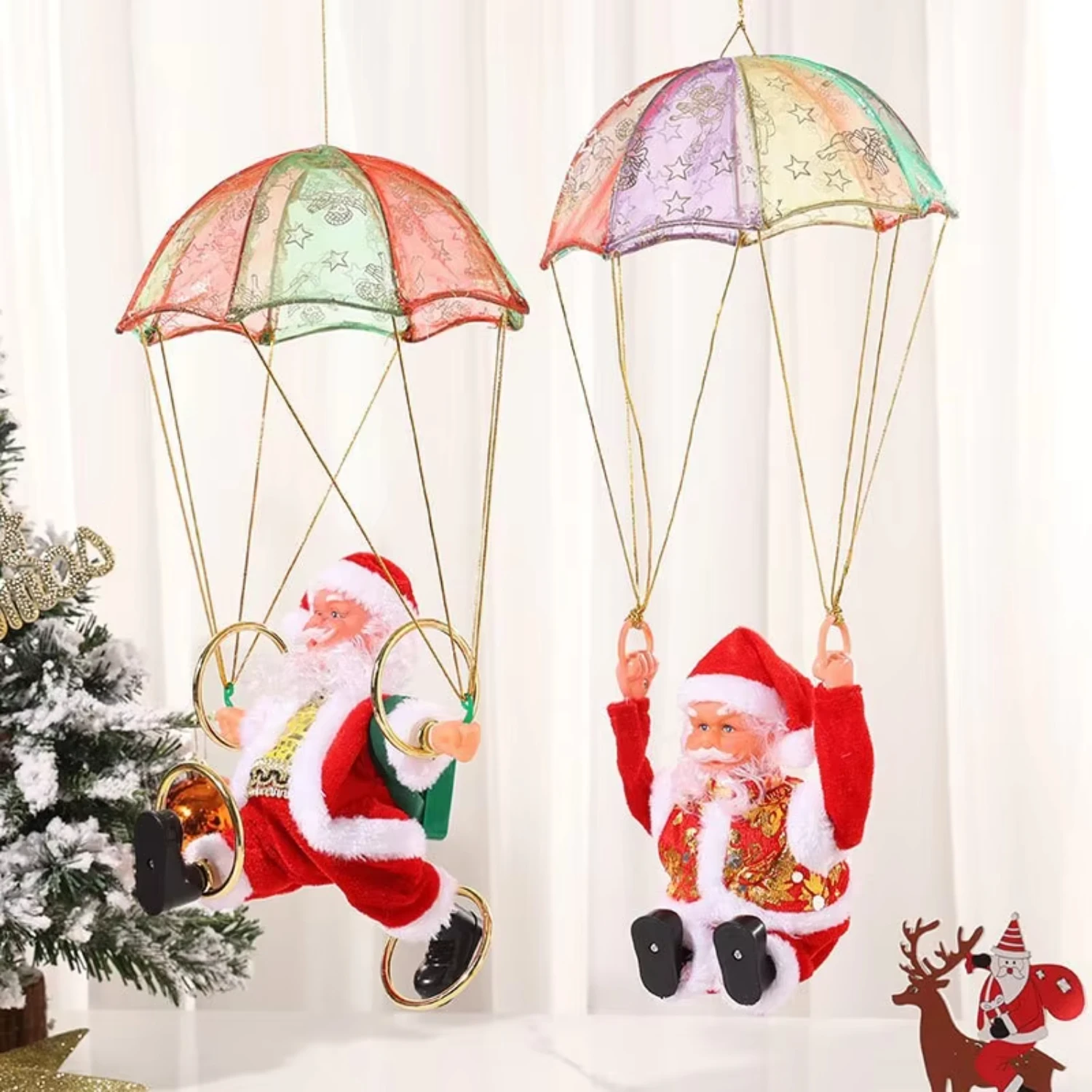 

Tumbing Parachute Santa Christmas Decoration Favors Display Kids Christmas Gift Toys For Children