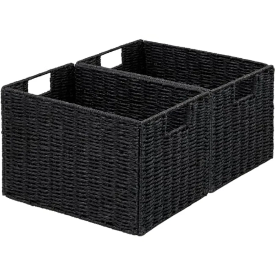 

Wicker Stora asket t of 2 and-Woven Paper Rope Wicker asket Small Stora askets for Orgazing Toilet Paper asket Foldale Lar Cue