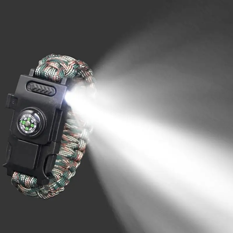 Survive Bracelet Survival Whistle Buckle Multifunction Paracord Bracelet buckle with LED Light For Camping Hiking EDC Tools