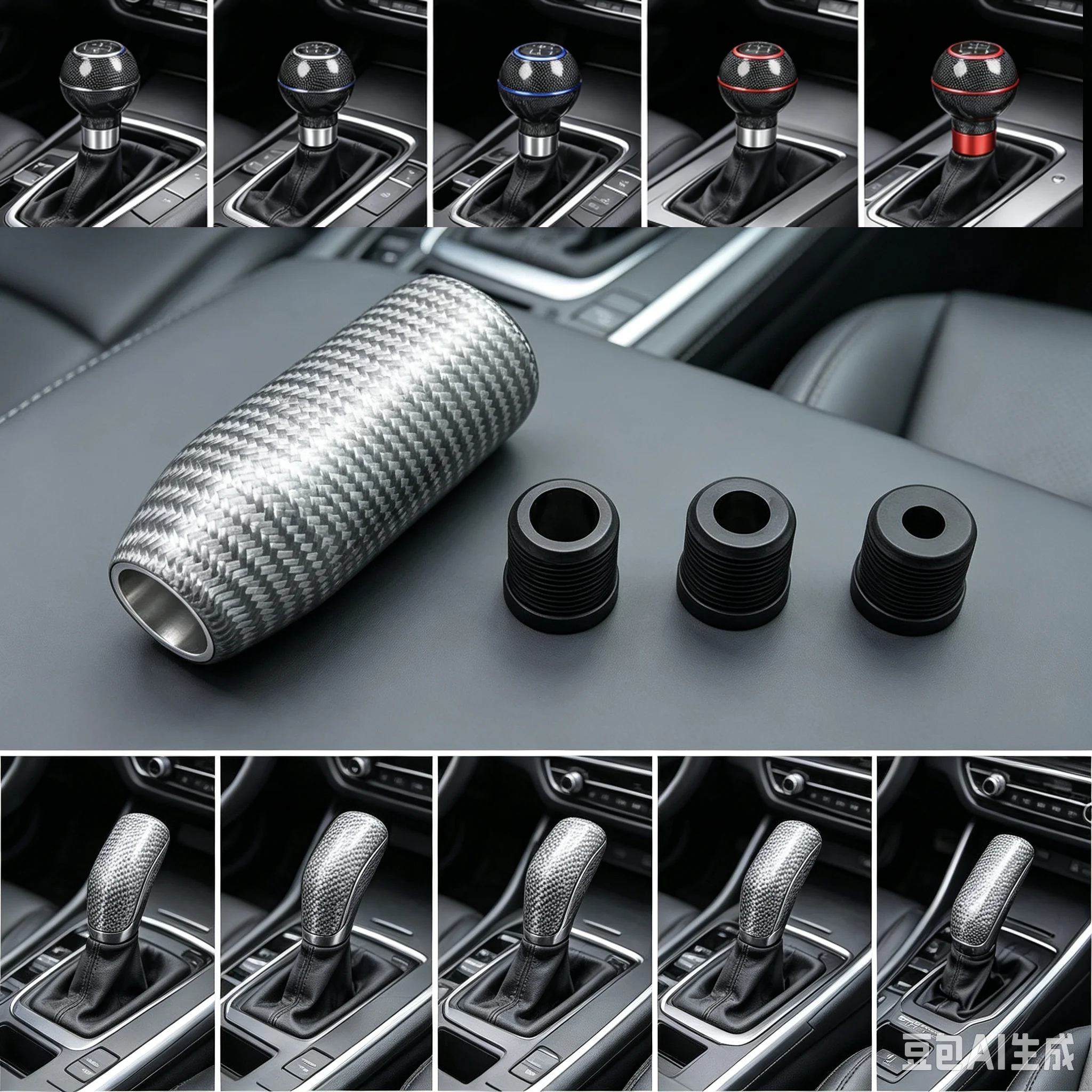 Car Real Carbon Fiber Gear Shift Knob Manual Transmission Shifter Lever Round Ball Shape Handle