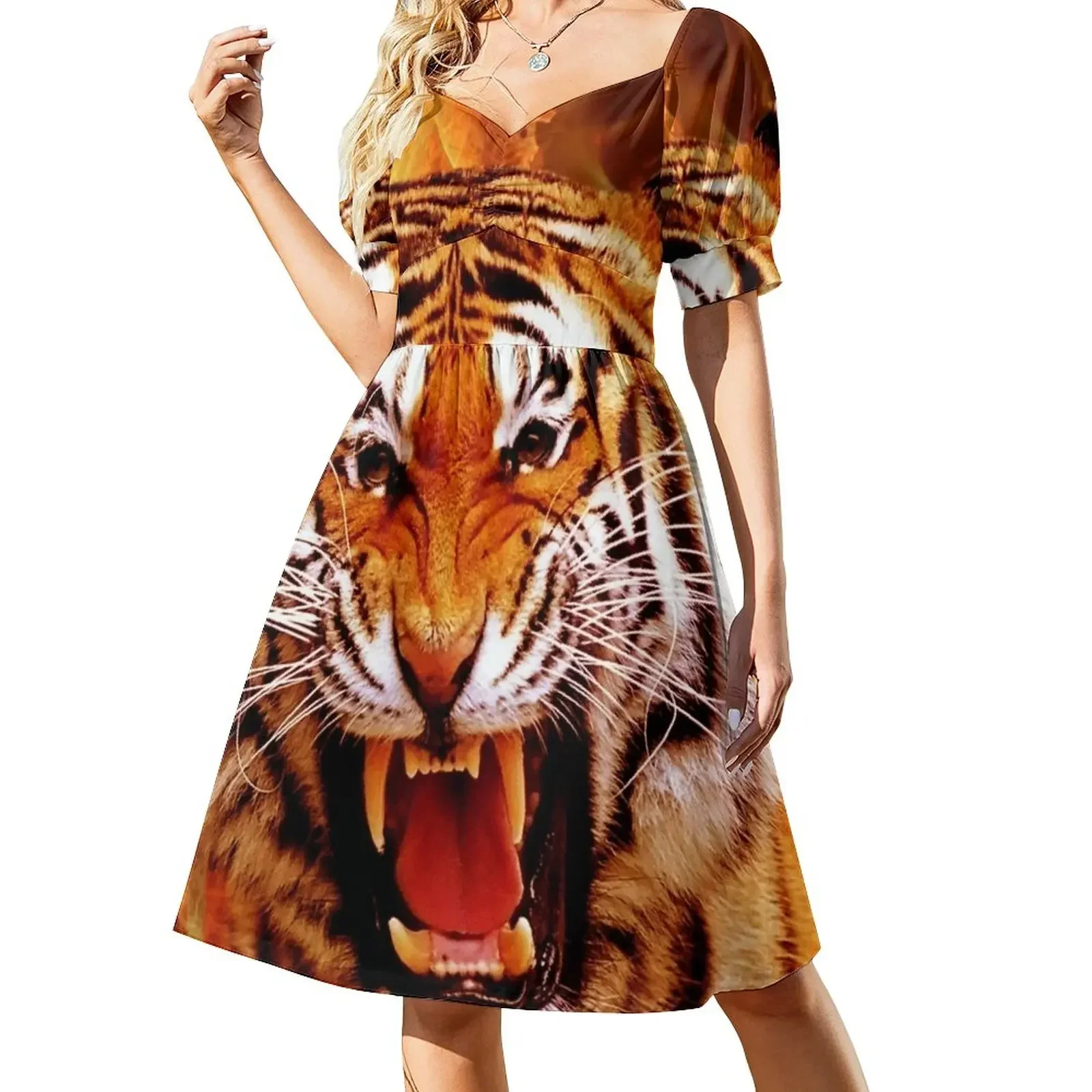 

Tiger and Flame Sleeveless Dress bandage dress Female clothing summer dresses for women 2025 summer dress woman 2025