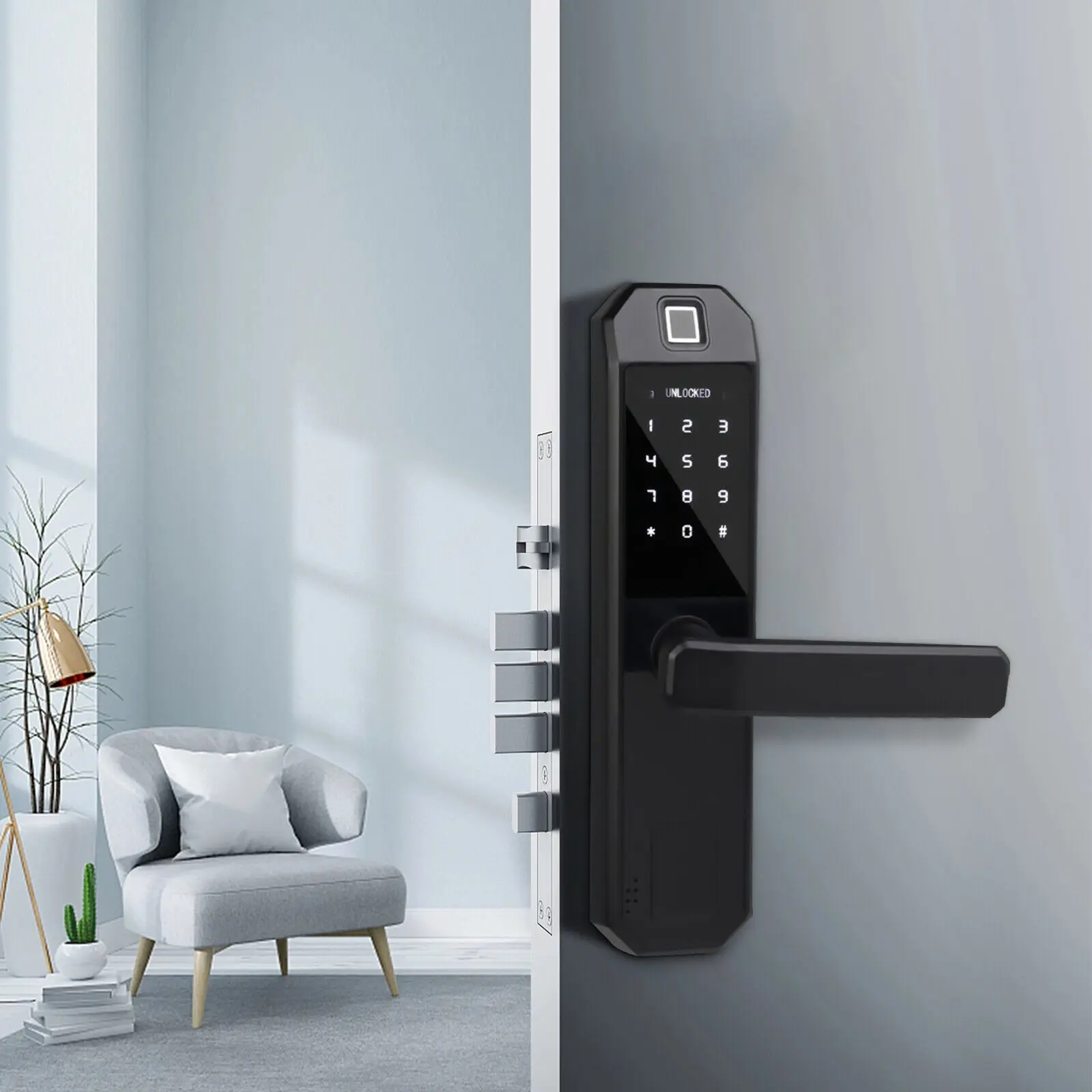 Smart Electronic Fingerprint Door Lock Home Security Lock Set with 2 Keys