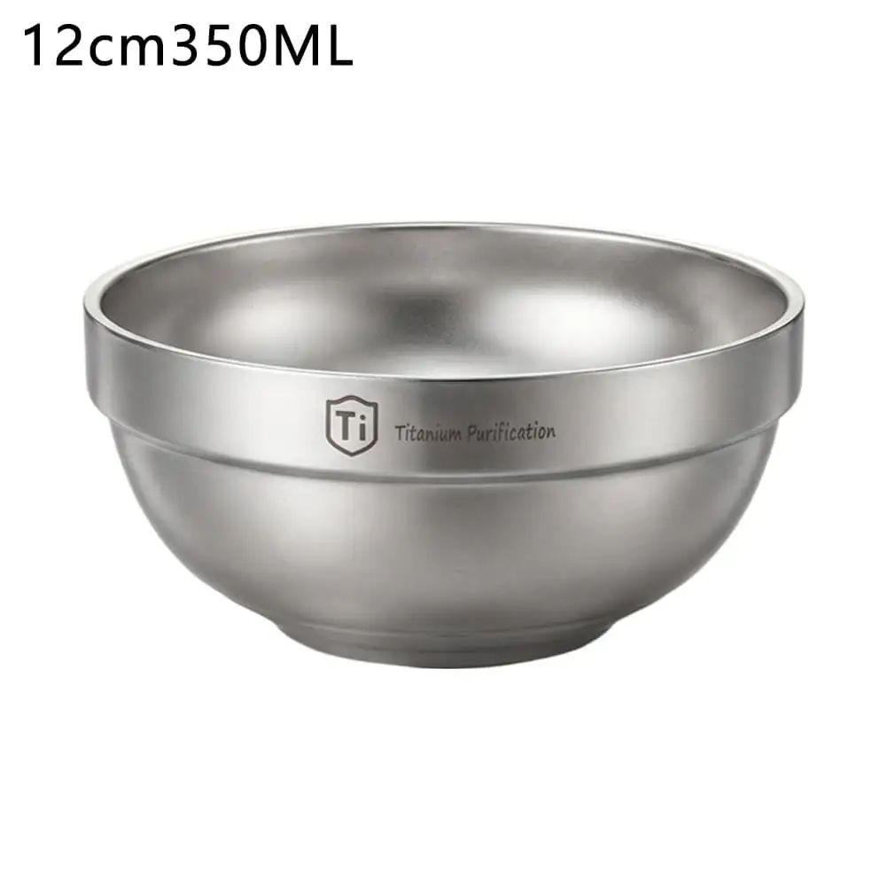 Reine Titan-Camping-Schüssel, leichte, doppelwandige, hitzebeständige Suppenschüssel, stapelbares Reisegeschirr, Outdoor-Ausrüstung für Picknicks. – Detail 1