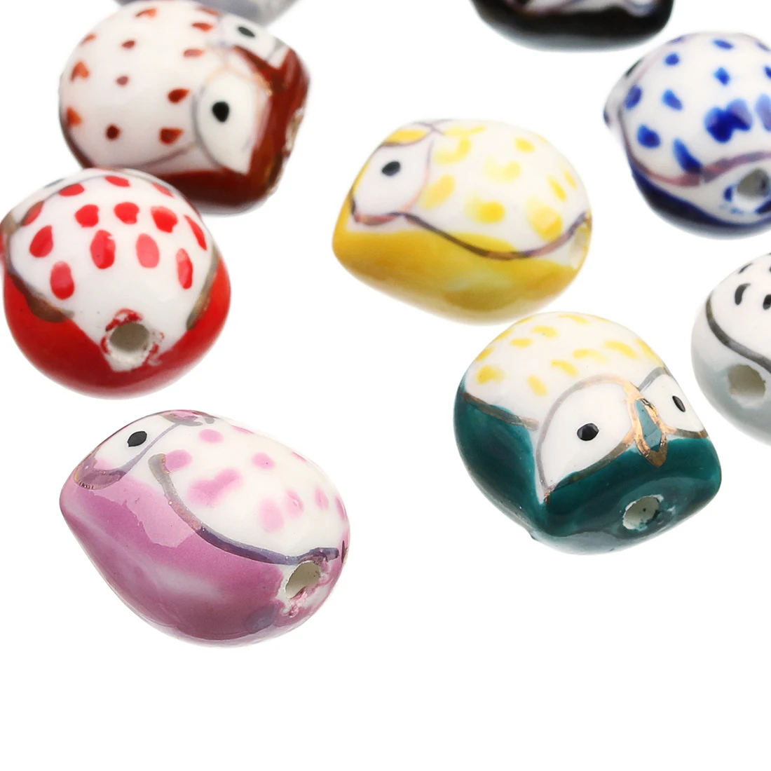 Perles en céramique de porcelaine en forme de théâtre, breloques d'animaux, perles artisanales pour bracelet en céramique, accessoires de bijoux de bricolage, 10 pièces, 15mm