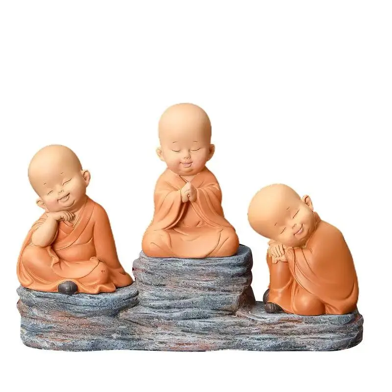 1pc Monk Figurines Car Decoration Crafts,Home Decor Kungfu Monks Figure Car Ornament Buddha Boy Accessories Figurines Tea Pet - Image 4