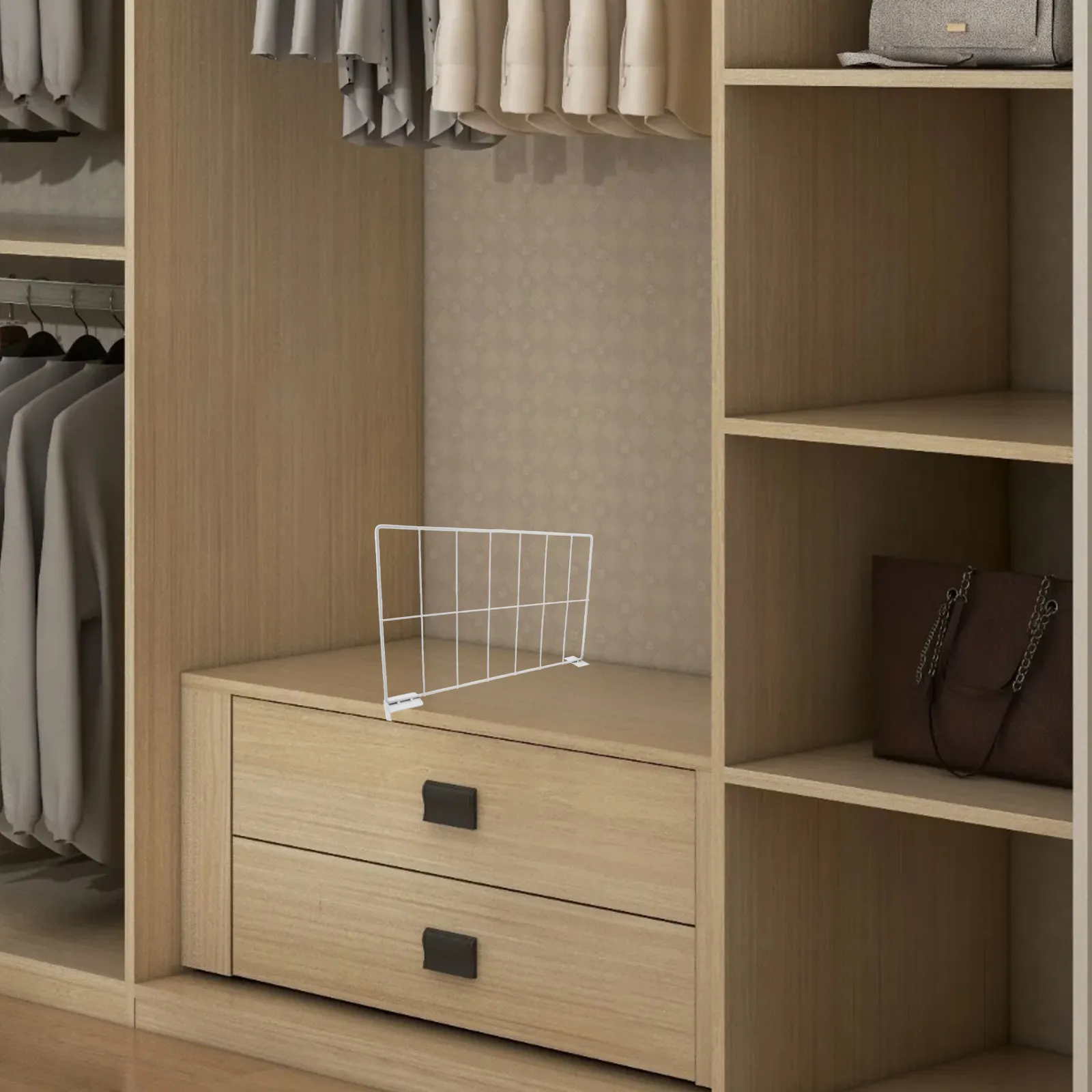 2Pcs Wire Shelf Divider Heavy Duty Grid Panel Adjustable Organizer for Closet Kitchen Pantry Laundry Storage Shelving Rack