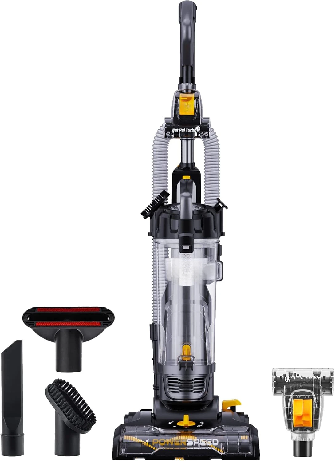 

Lightweight Powerful Upright Vacuum Cleaner for Carpet and Hard Floor, Pet Turbo, Black,Yellow