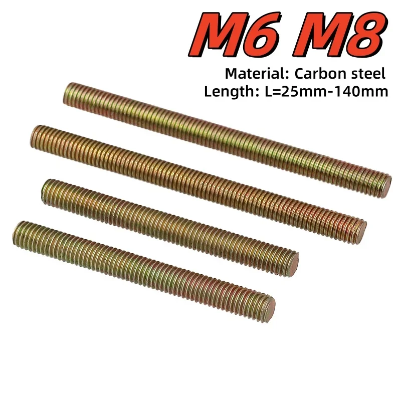 Threaded Rod M6 M8 Metric Full Threaded Threaded Threaded Rod, Color Zinc Bolt, Bolt Length L=25mm-140mm