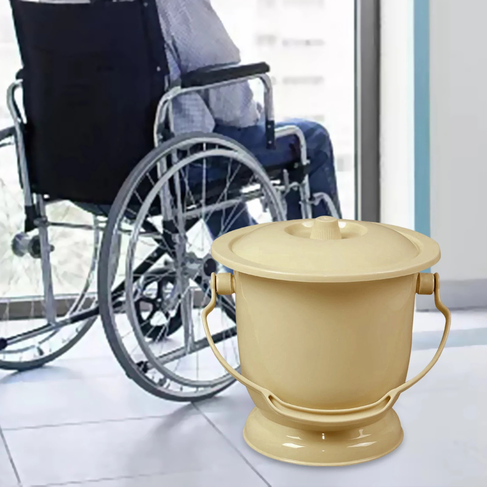 Pot de Chambre avec Couvercle en Plastique PP pour Adultes et Enfants, Cachoir, Urine Portable, Maison, Hôtel, Voyage, Personnes Âgées, E27