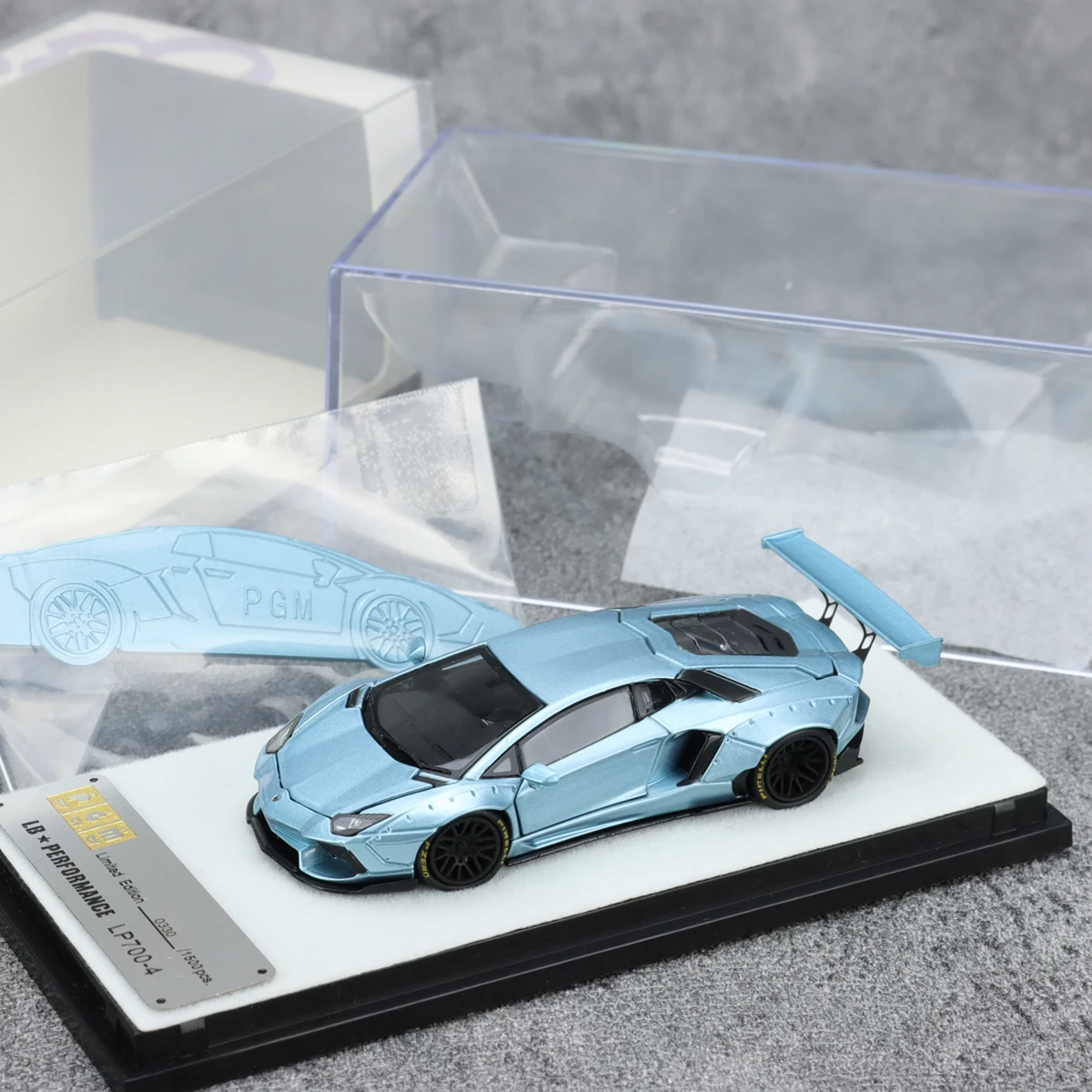 PGM 1:64 LB LP700-4 Ice Blue Simulation Limited Edition All Open Alloy Metal Static Car Model Toy Gift