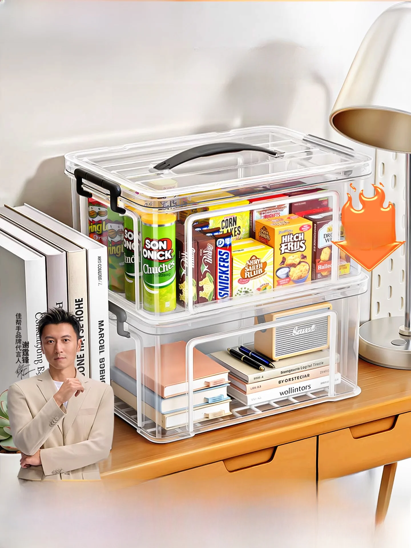 

Transparent Storage Box Living Room Desktop Sna Toy Organizer Box Student Sed Moisture Proof Covered Storage Box