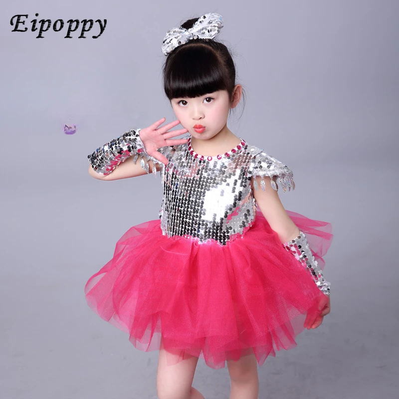 Jazz Dance Costume Girls Sequins Primary Childhood Dance Performance Costume Shawl